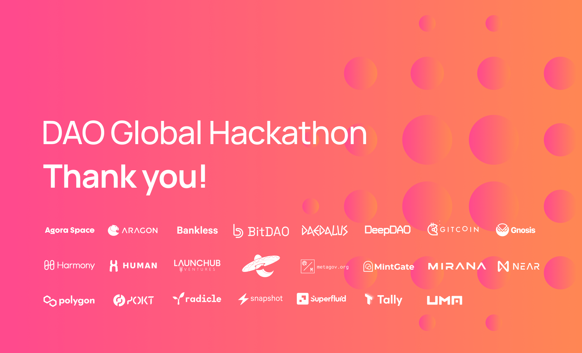 DAO Global Hackathon - Thank You!
